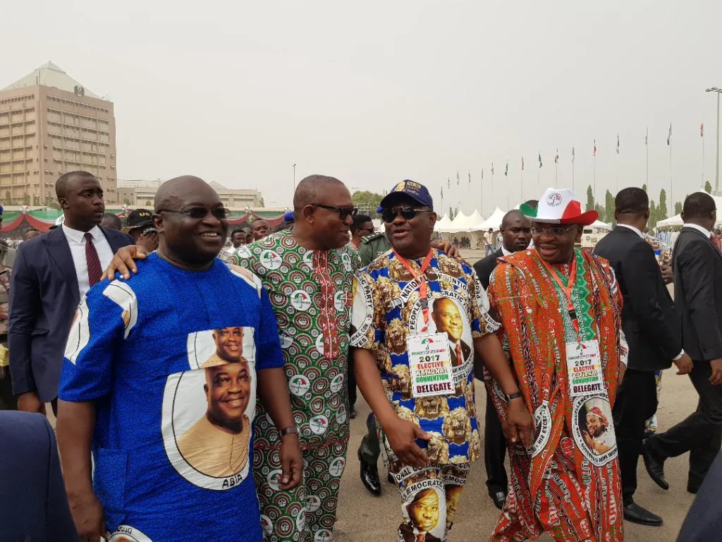 Throwback: Peter Obi,Wike, Ikpeazu And Udom At 2017 PDP Convention